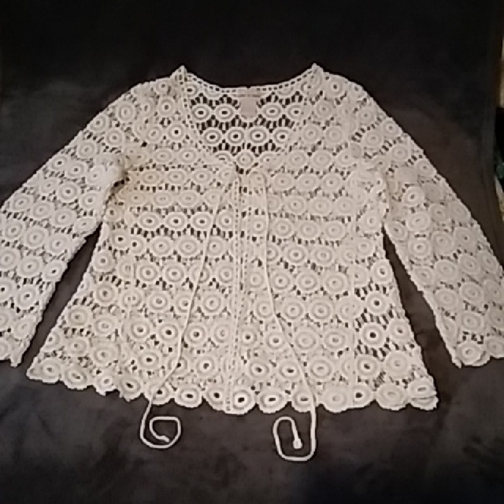 Toffee & Apple Cotton Openwork Cardigan Sz L